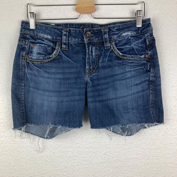 Silver Jeans Pants - Silver Jeans Western Glove Works Lola Blue Jeans Cut Into Shorts Sz 28